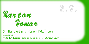 marton homor business card